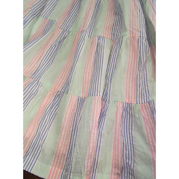 Ruffle Butts Smocked Maxi Dress Women's Sz M Multicolor Striped Tiered Ruffled - Picture 6 of 16